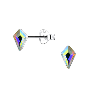 Wholesale 4x6mm Kite Shaped Crystal Sterling Silver Ear Studs - JD24738