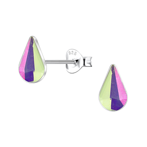 Wholesale 5x8mm Teardrop Crystal Sterling Silver Ear Studs  - JD24739