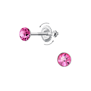 Wholesale 4mm Round Crystal Screw Back Ear Studs - JD24018