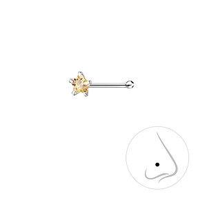 Wholesale 3mm Star Cubic Zirconia Sterling Silver Nose Stud With Ball - JD8825