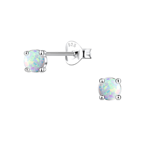 Wholesale 4mm Opal Sterling Silver Ear Studs - JD22019