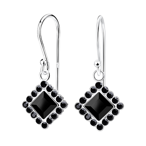 Wholesale Sterling Silver Square Crystal Earrings - JD14253