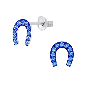 Wholesale Sterling Silver Horseshoe Crystal Ear Studs - JD6166