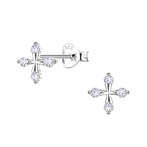 Wholesale Sterling Silver Cross Ear Studs - JD24434
