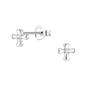 Wholesale Sterling Silver Cross Ear Studs - JD24433