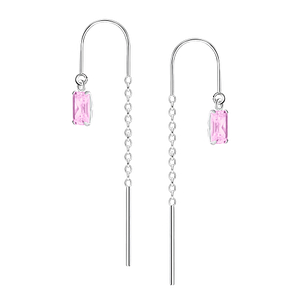 Wholesale 3x5mm Baguette Cubic Zirconia Sterling Silver Thread Through Earrings - JD24009 Wholesale 3x5mm Baguette Cubic Zirconia Sterling Silver Thread Through Earrings - JD24009