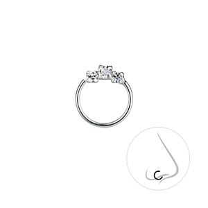 Wholesale Sterling Silver Crystal Nose Ring - JD25885
