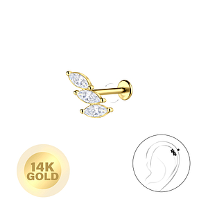 Wholesale 14ct Solid Gold - Geometric Labret with 3mm Disc - JD24679 Wholesale 14ct Solid Gold - Geometric Labret with 3mm Disc - JD24679