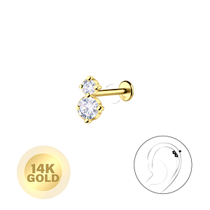 Wholesale 14ct Solid Gold - Geometric Labret with 3mm Disc - JD24687 Wholesale 14ct Solid Gold - Geometric Labret with 3mm Disc - JD24687