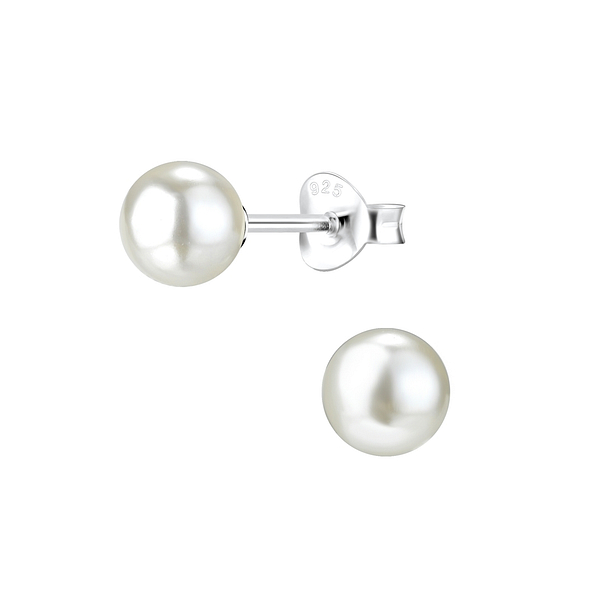 Wholesale 6mm Pearl Sterling Silver Ear Studs - JD1437