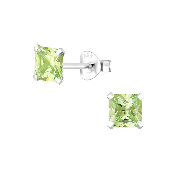 Wholesale 5mm Square Cubic Zirconia Sterling Silver Ear Studs - JD1333