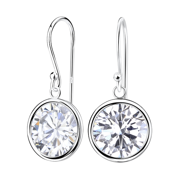 Wholesale 12mm Round Cubic Zirconia Sterling Silver Earrings - JD1985