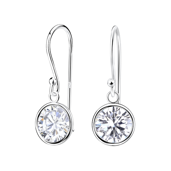 Wholesale 8mm Round Cubic Zirconia Sterling Silver Earrings - JD1983