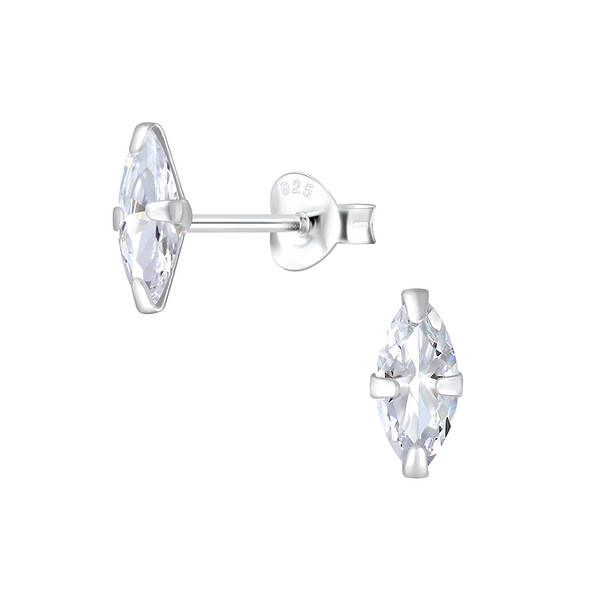 Wholesale 4x8 mm Marquise Cubic Zirconia Sterling Silver Ear Studs - JD2015