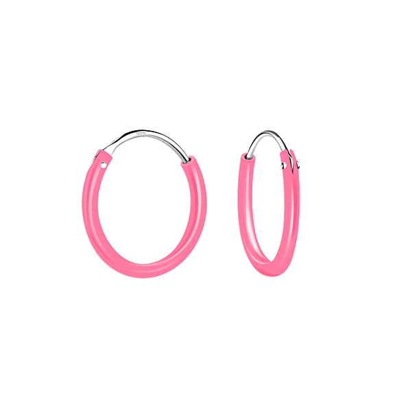 Wholesale Sterling Silver Light Pink Ear Hoops - JD1861