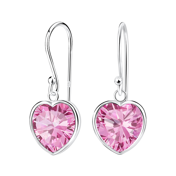 Wholesale 10mm Heart Cubic Ziconia Sterling Silver Earrings - JD2085