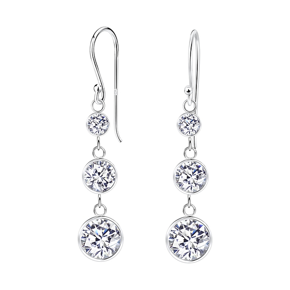 Wholesale Sterling Silver Cubic Zirconia Dangle Earrings - JD2547