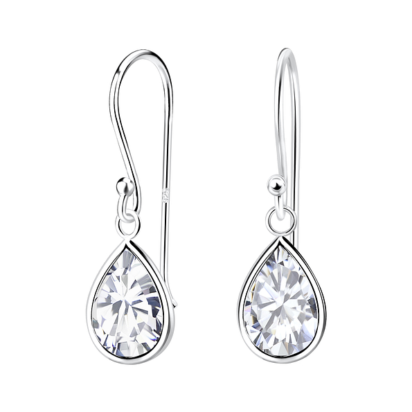 Wholesale 7x10mm Pear Cubic Zirconia Sterling Silver Earrings - JD2443