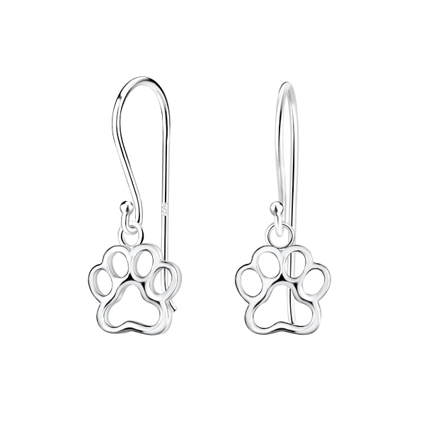 Wholesale Sterling Silver Paw Print Earrings - JD2661