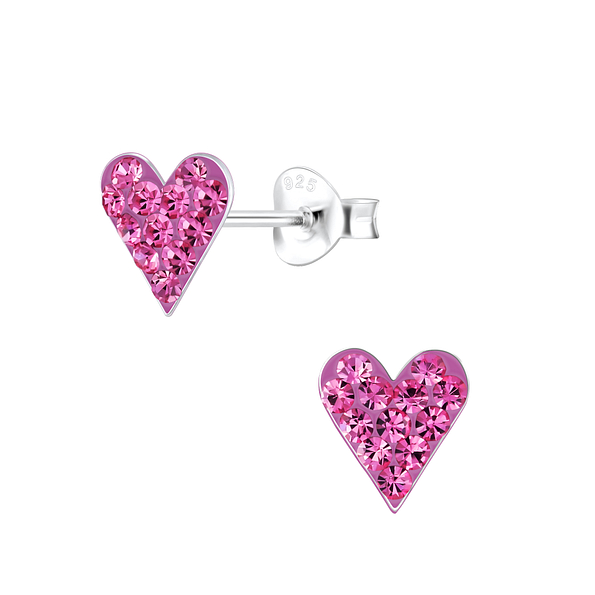 Wholesale Sterling Silver Heart Crystal Ear Studs - JD2993