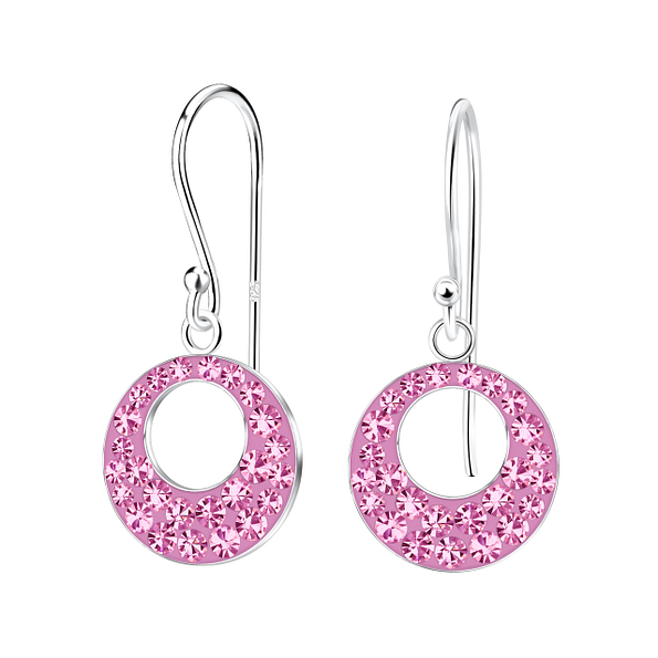 Wholesale Sterling Silver Round Crystal Earrings - JD3084