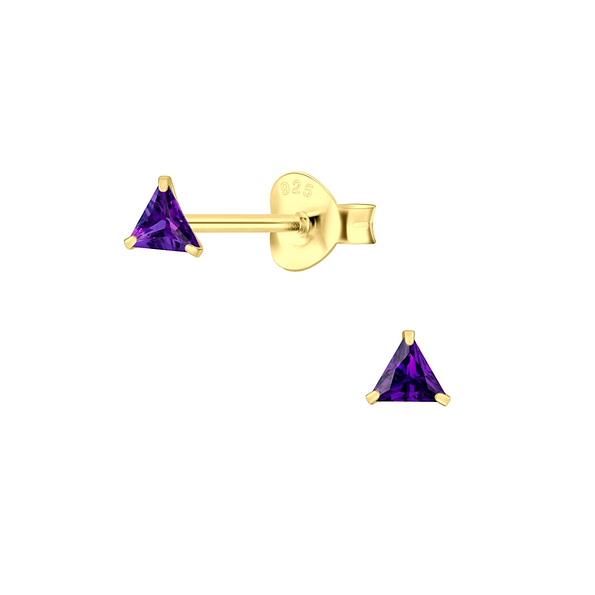 Wholesale 3mm Triangle Cubic Zirconia Ear Studs - JD3149