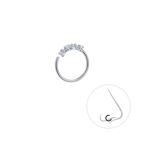 Wholesale Crystal Sterling Silver Nose Ring - JD3415