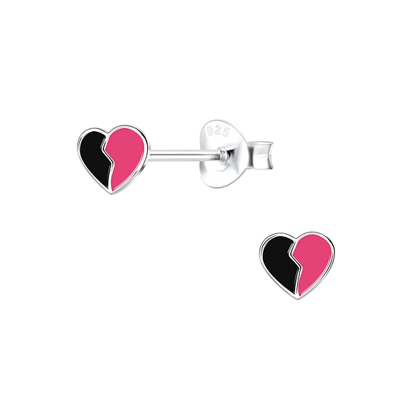 Wholesale Sterling Silver Broken Heart Ear Studs - JD3799