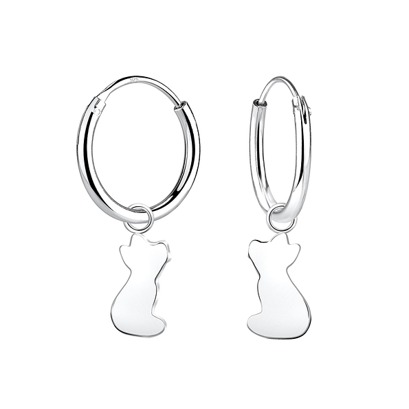 Wholesale Sterling Silver Fox Charm Hoop Earrings - JD4716