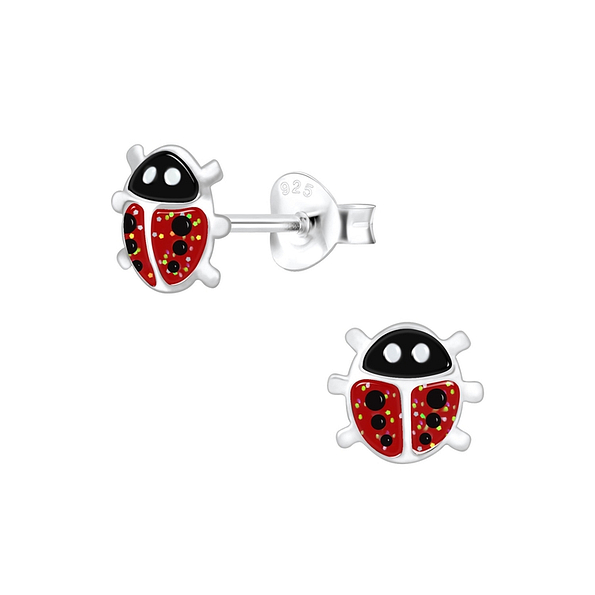 Wholesale Sterling Silver Ladybug Ear Studs - JD5437