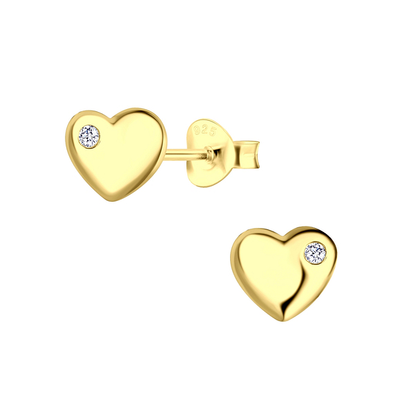 Wholesale Sterling Silver Heart Cubic Zirconia Ear Studs - JD6255