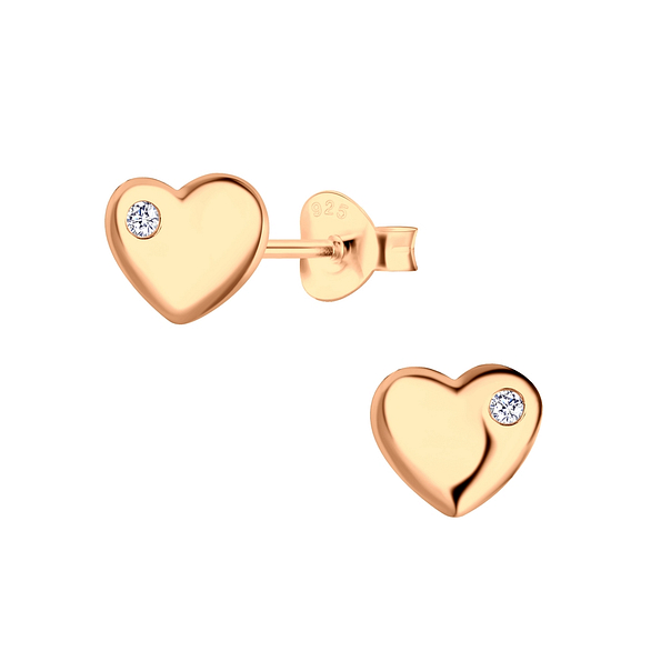 Wholesale Sterling Silver Cubic Zirconia Heart Ear Studs - JD5218