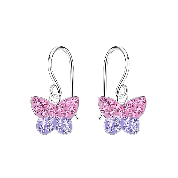 Wholesale Sterling Silver Butterfly Crystal Earrings - JD6913