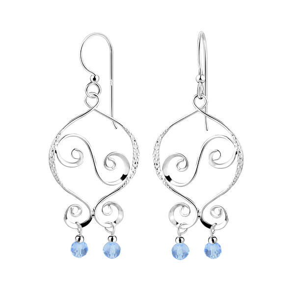 Wholesale Sterling Silver Spiral Earrings with Crystals Bead - JD7113