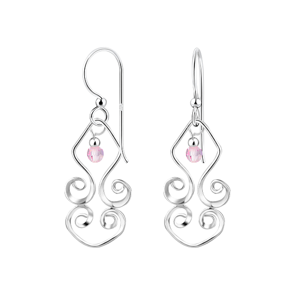Wholesale Sterling Silver Spiral Earrings with Crystals Bead - JD7114