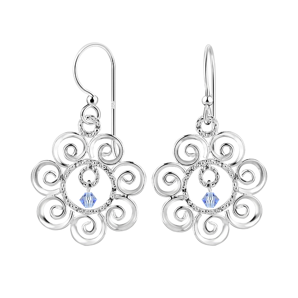 Wholesale Sterling Silver Flower Earrings with Crystals Bead - JD7116