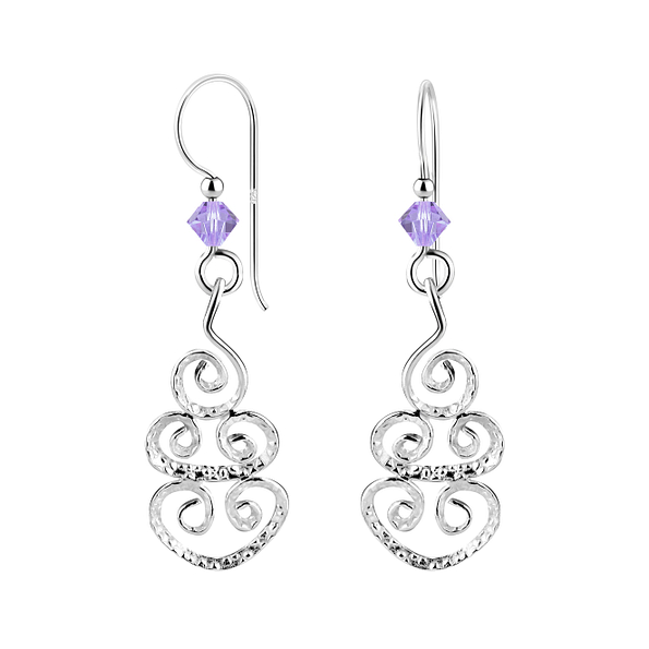 Wholesale Sterling Silver Spiral Earrings with Crystals Bead - JD7118