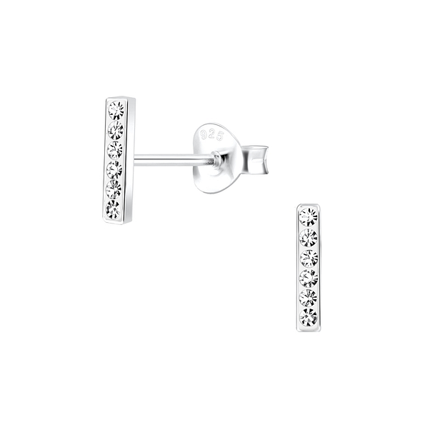 Wholesale Sterling Silver Crystal Bar Ear Studs - JD6405