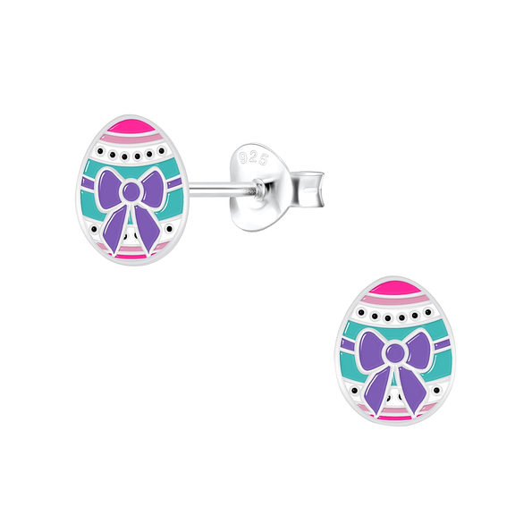 Wholesale Sterling Silver Easter Egg Ear Studs - JD7222