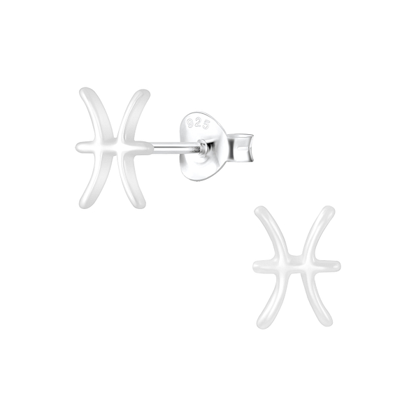 Wholesale Sterling Silver Pisces Zodiac Sign Ear Studs - JD7027