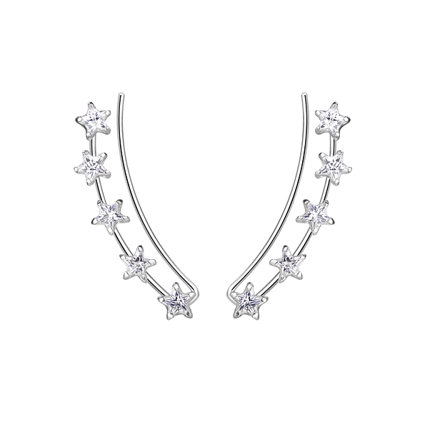 Wholesale 3mm Star Cubic Sterling Silver Zirconia Ear Climbers - JD7454