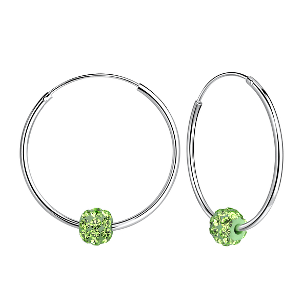 Wholesale 25mm Sterling Silver Ear Hoops with 6mm Crystal Ball - JD7182