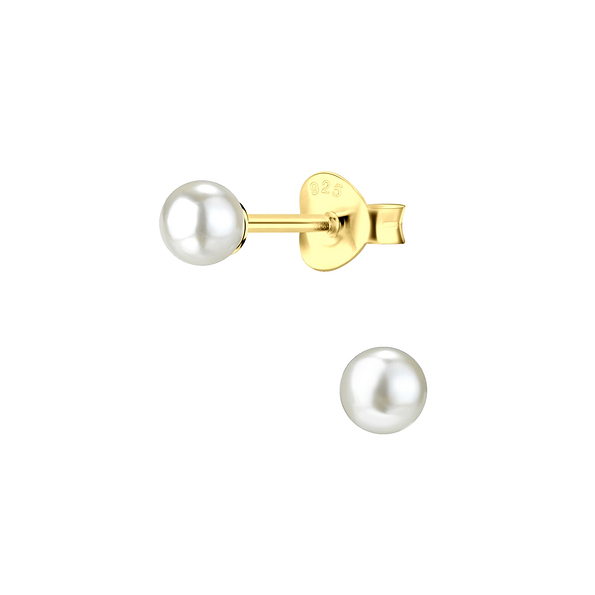 Wholesale 4mm Pearl Sterling Silver Ear Studs - JD8805