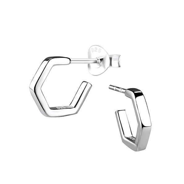 Wholesale Sterling Silver Half Hoop Ear Studs - JD8947