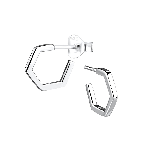 Wholesale Sterling Silver Half Hoop Ear Studs - JD8949