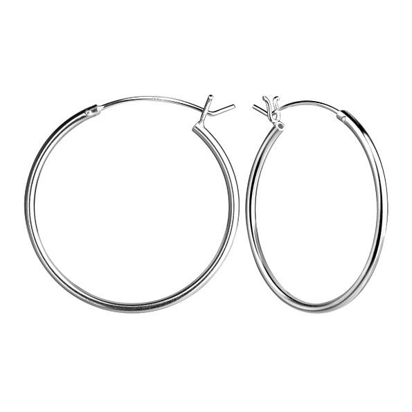 Wholesale 30mm Sterling Silver French Lock Ear Hoops - JD8989