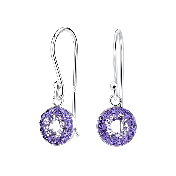 Wholesale Sterling Silver Circle Crystal Earrings - JD9144