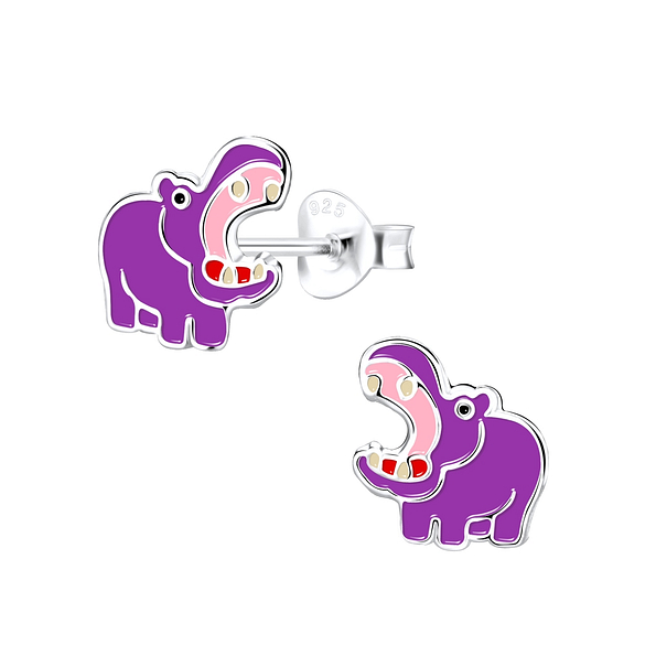 Wholesale Sterling Silver Hippopotamus Ear Studs - JD9275