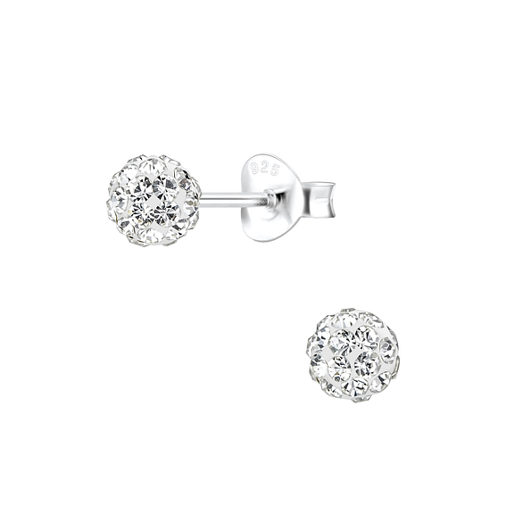 Wholesale 4.5mm Crystal Ball Sterling Silver Ear Studs - JD8899