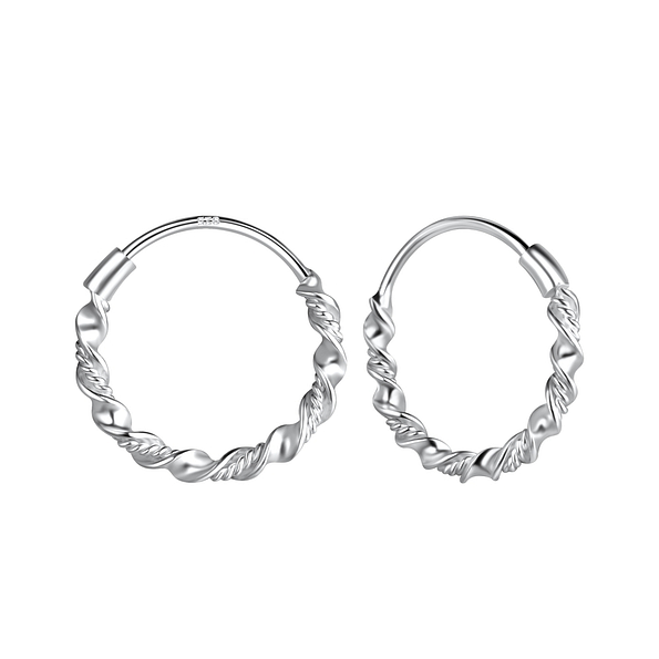 Wholesale 14mm Sterling Silver Twisted Ear Hoops - JD9180